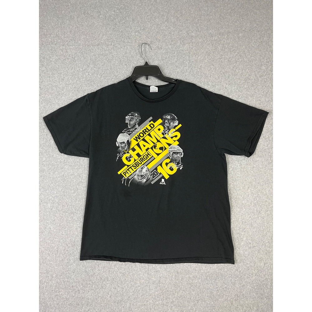 Pittsburgh Penguins Shirt‎ Men XL Black World Champs 2016 NHL Hockey Sportswear